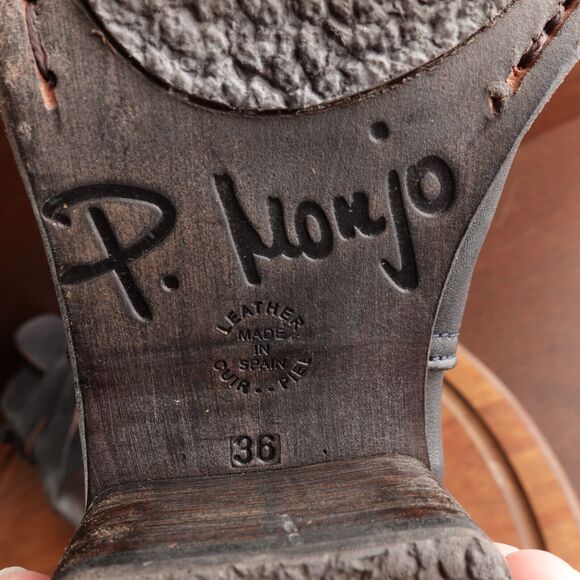 P. Monjo Boots Womens SZ EU 36 US 6 BLK Lexi Ankle Leather Pull On Moto Casual - Picture 11 of 13